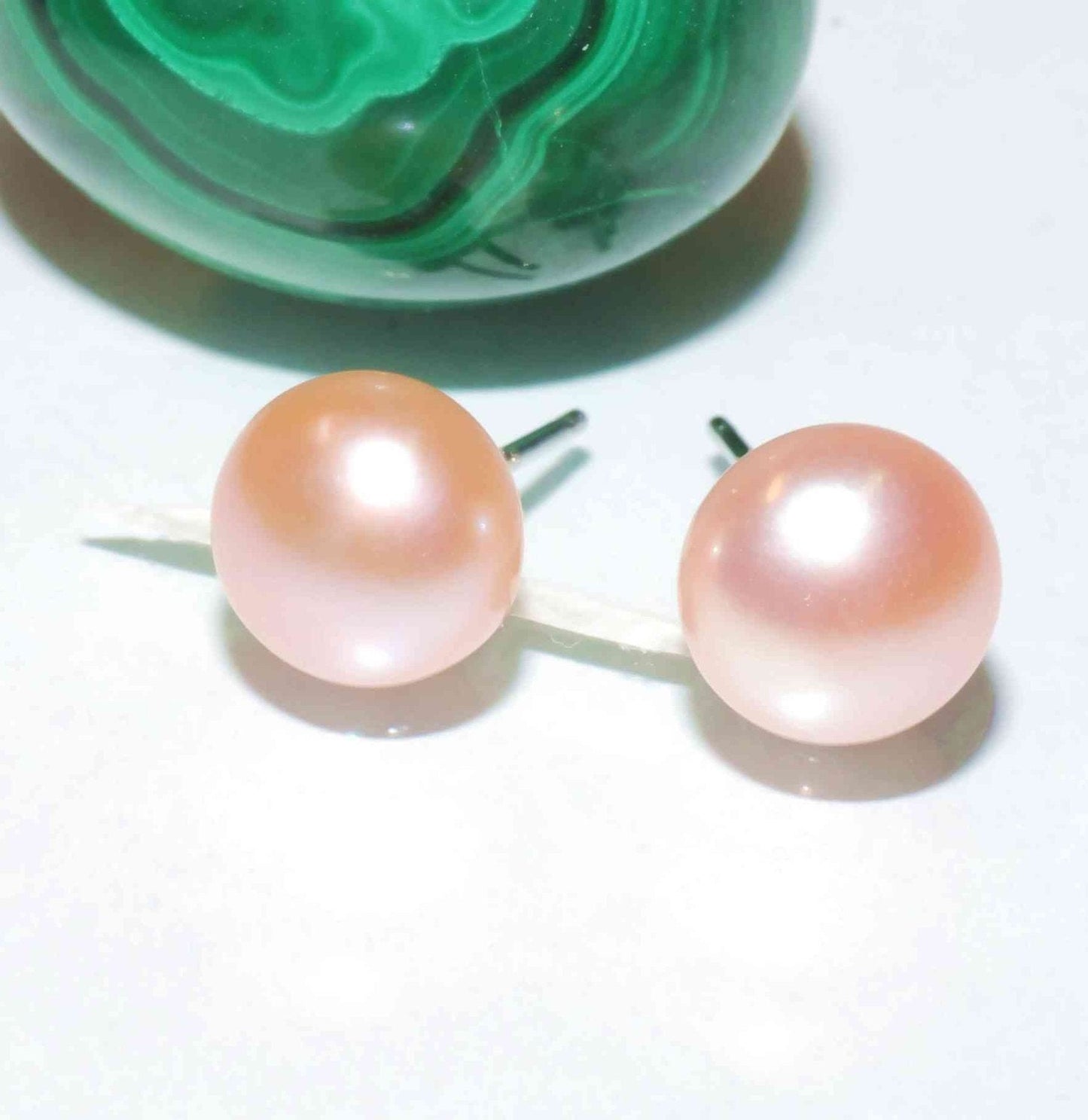 AAA 8.5-9mm 925 Sterling Silver Round Natural Pink Freshwater Pearl Stud Earrings