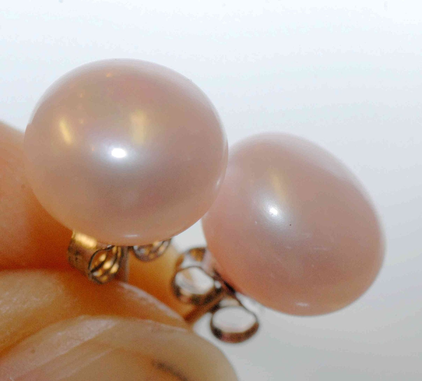 AAA 8.5-9mm 925 Sterling Silver Round Baby Pink Freshwater Pearl Stud Erring