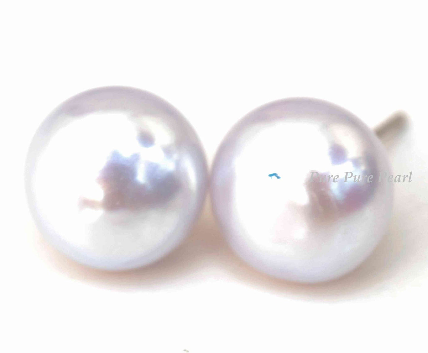 AAA 10-10.5mm 925 Sterling Silver Round Lavender Freshwater Pearl Stud Earring