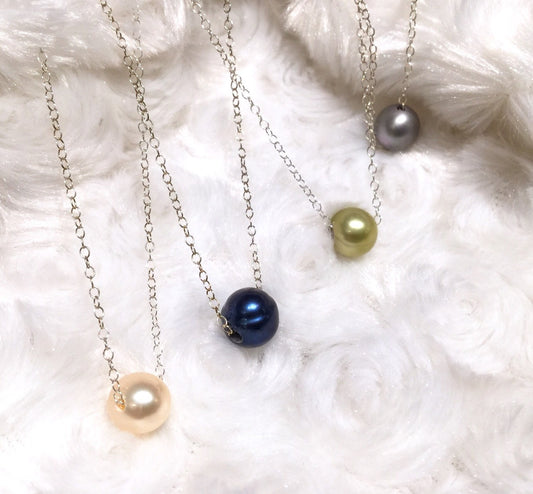 AAA 8mm 925 Sterling Silver Round Freshwater Pearl Necklace