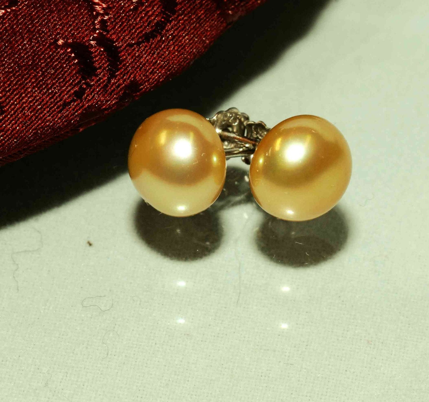 AAA 8.0-8.5mm 925 Sterling Silver Round Silk Brown Pearl Stud Earring