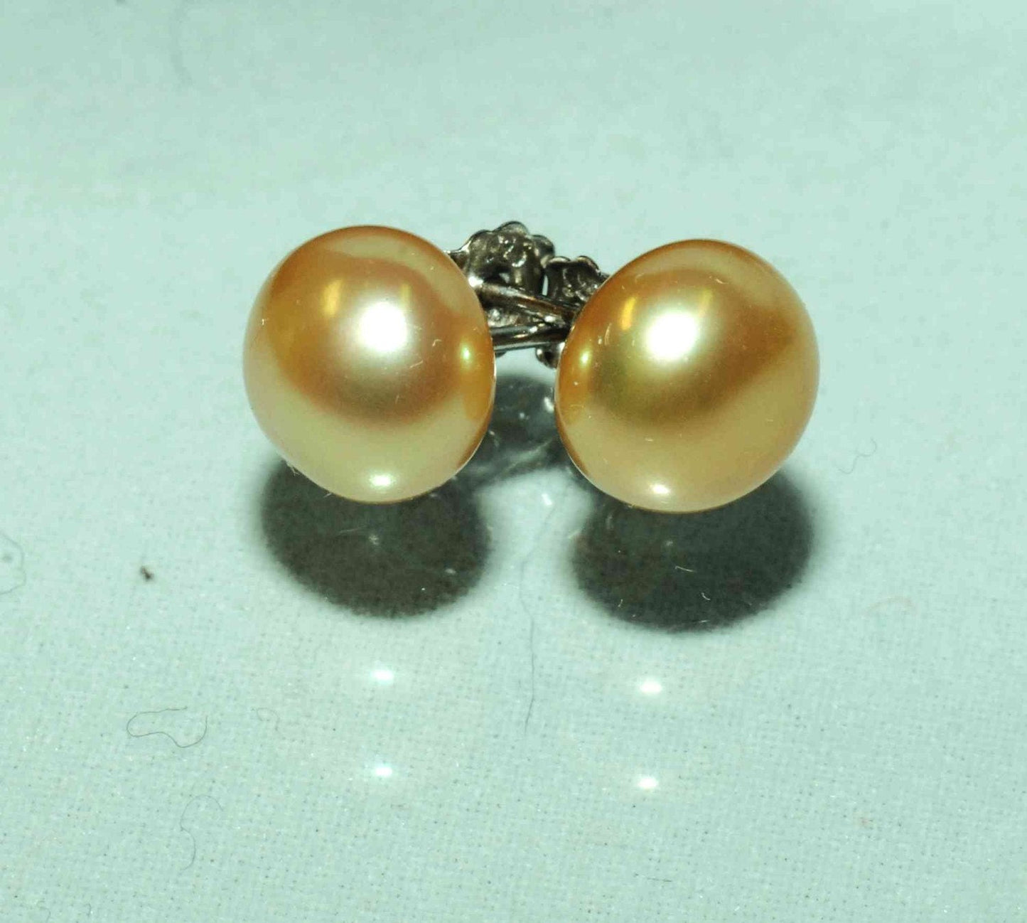 AAA 8.0-8.5mm 925 Sterling Silver Round Silk Brown Pearl Stud Earring