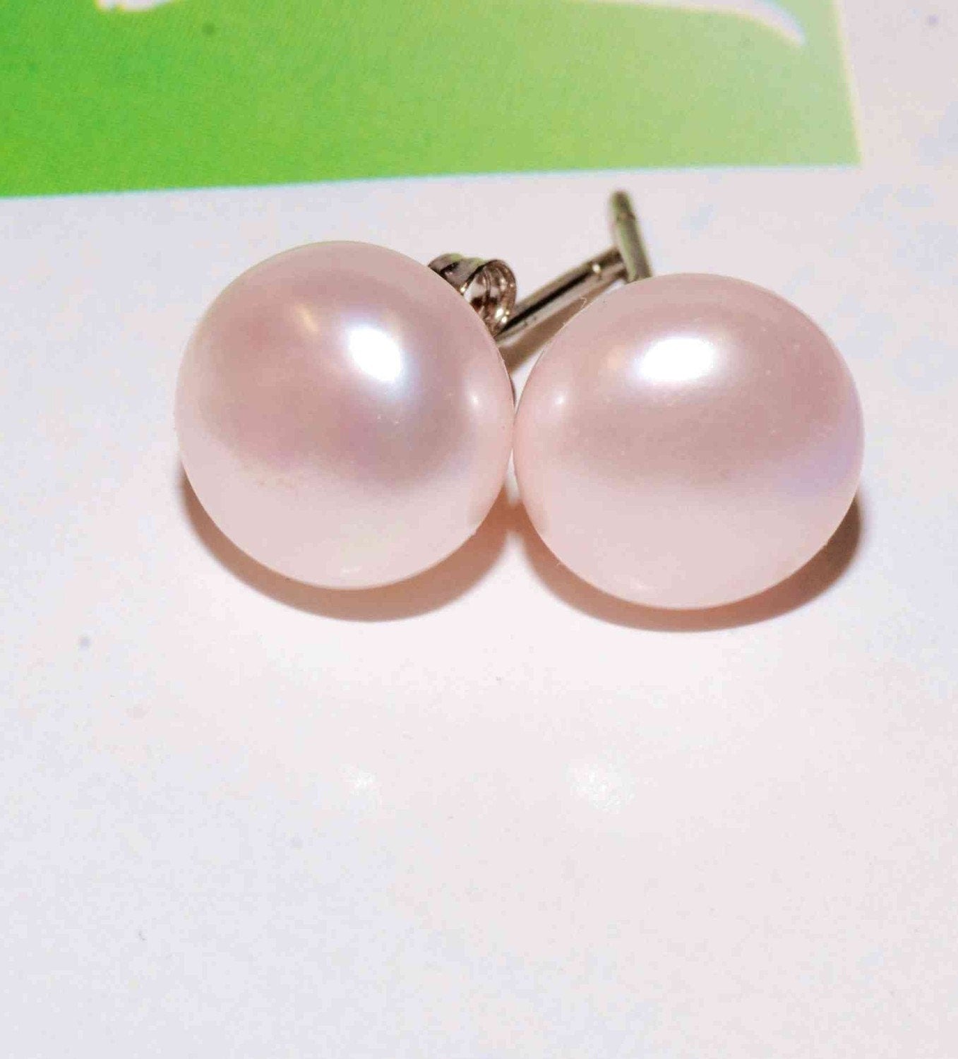 AAA 8.5-9mm 925 Sterling Silver Round Baby Pink Freshwater Pearl Stud Erring