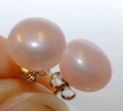 AAA 8.5-9mm 925 Sterling Silver Round Baby Pink Freshwater Pearl Stud Erring