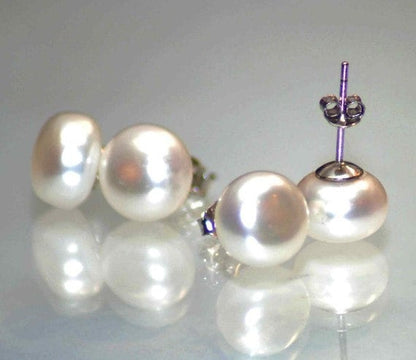 AAA 8.0-8.5mm 925 Sterling Silver Round White Freshwater Pearl Studs