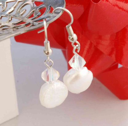 Genuine Baroque Nugget with Crystal sterling Silver Dangle Earring