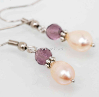 18k Gold Plated Baroque Peach Pink & Champagne Freshwater Pearl Necklace