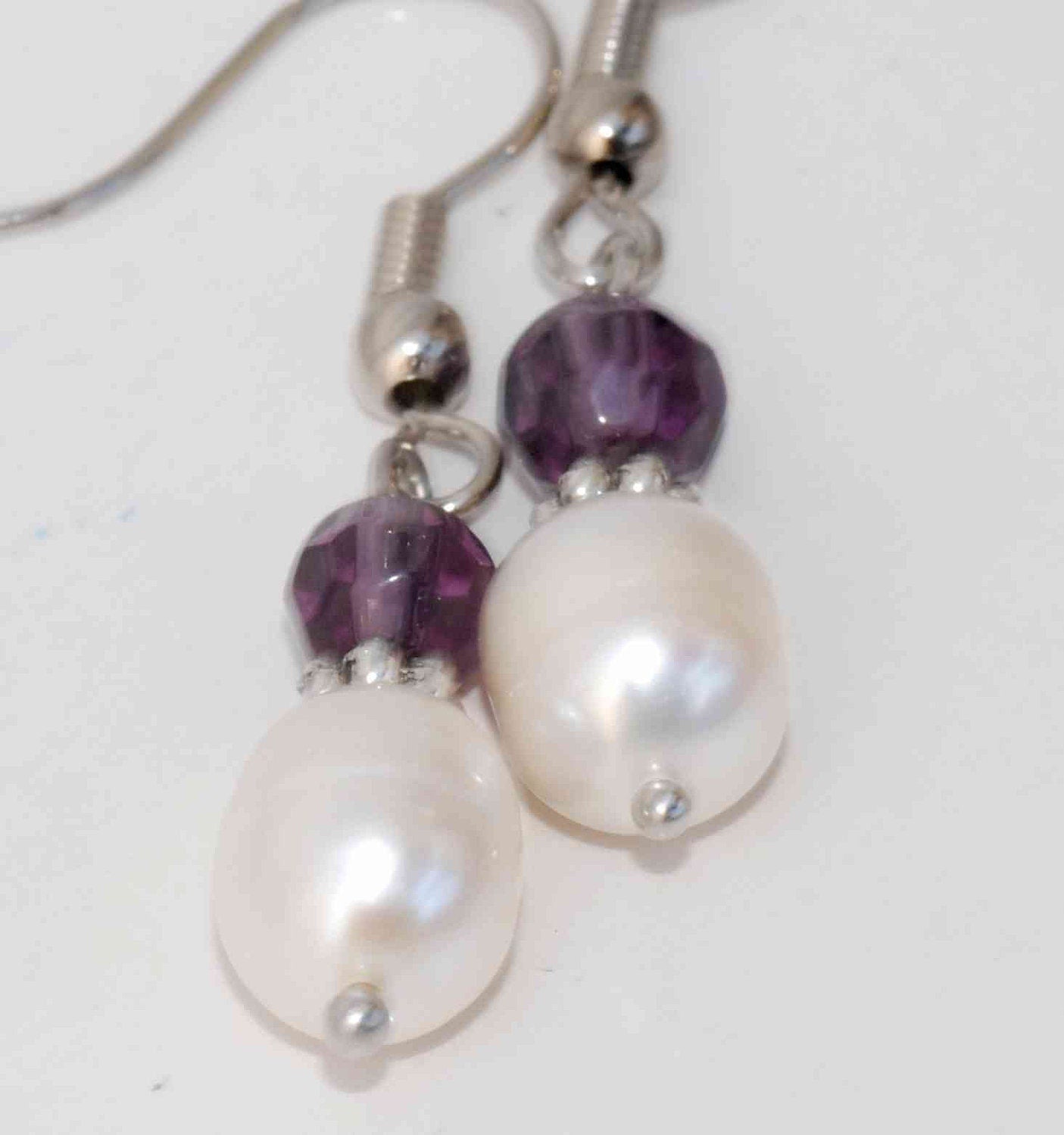 7mmx10mm Rice Baroque White & Purple Freshwater Pearl Bracelet