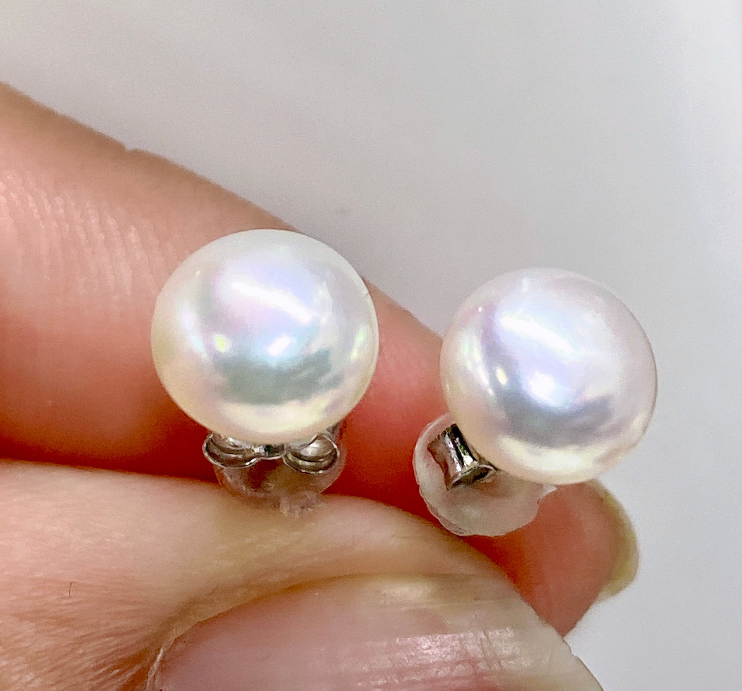 AAA 7-7.5mm 925 Sterling Silver Blue Frewshwater Pearl Stud Earring