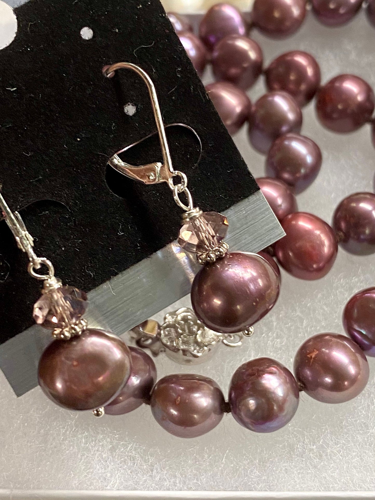 8-9mm Rice Mulberry Red Wine Freshwater Pearl Necklace