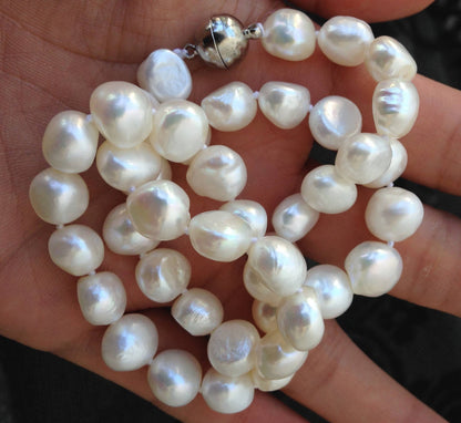 AAA 9-11mm Baroque Ivory White Freshwater Pearl Necklace