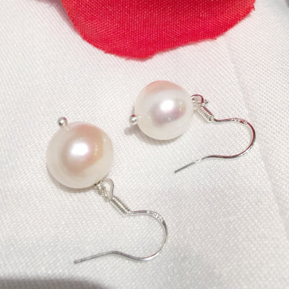 11-12mm Ivory White Pearl dangle Earrings