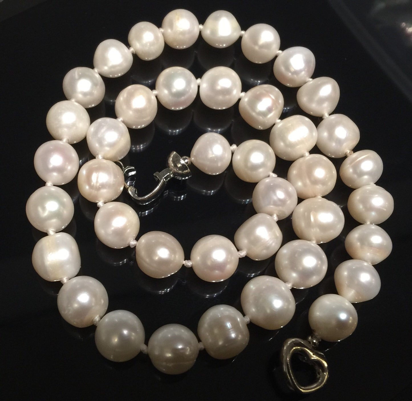 AA 11 - 12mm Round Ivory White Freshwater Pearl Necklace