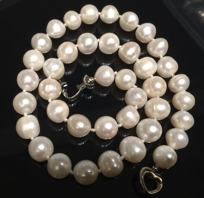 AA 11 - 12mm Round Ivory White Freshwater Pearl Necklace