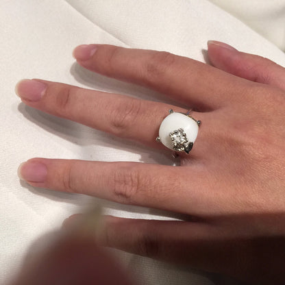 18k White Gold Filled White Marbe Pearl Ring