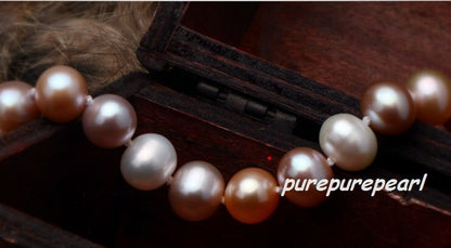 7-8mm 925 Sterling Silver Round Mixed Color Freshwater Pearl Bracelet