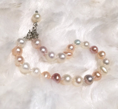 Baby ivory white, pink and peach Pearl Bracelet