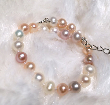 Baby ivory white, pink and peach Pearl Bracelet
